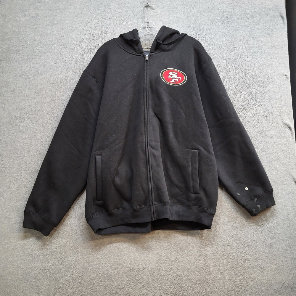 San Francisco 49ers Men Jacket XL Sherpa Lined Hoodie‎ Full Zip Embroidered Read